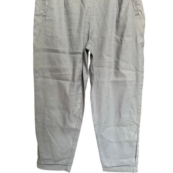 Anthropologie ett twa Nias Cuffed Pants Linen High Rise Tapered Crop Blue Size 8 - Picture 4 of 12